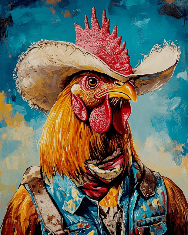 Cowboy Chicken Art Print