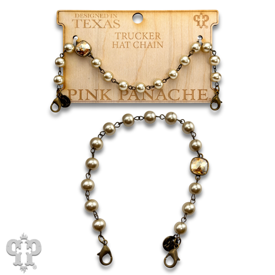 Swarovski® bead hat chain with pearl bead