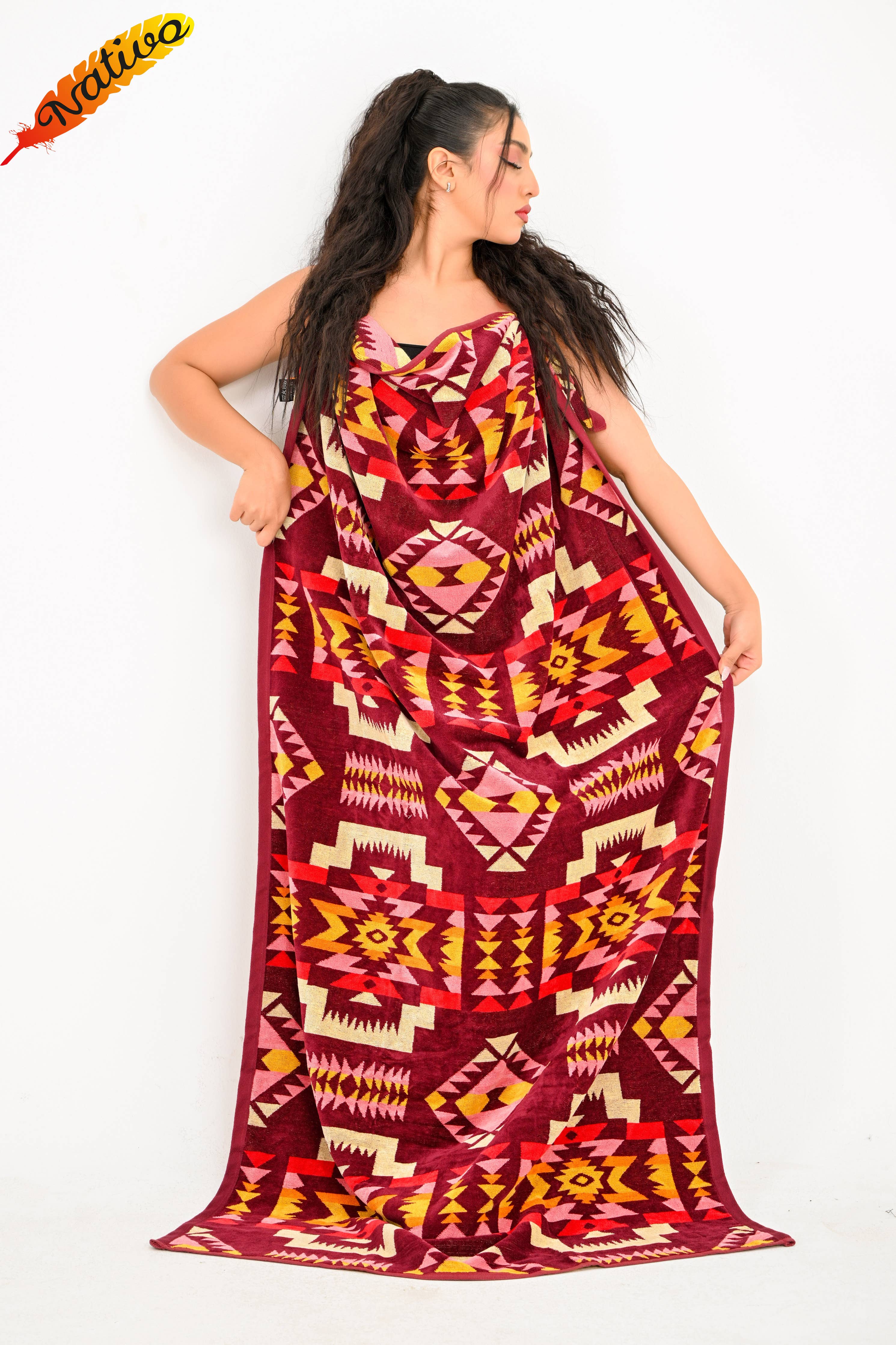 Santa Fe Burgundy Beach Towel