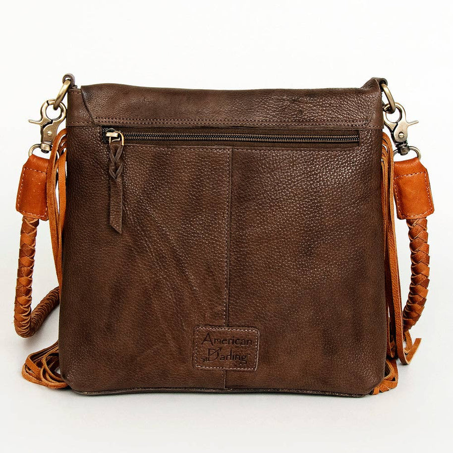 Natural Leather Crossbody with Bone Clasp