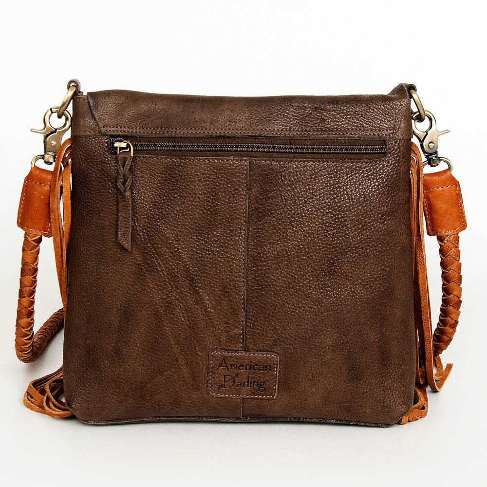 Natural Leather Crossbody with Bone Clasp