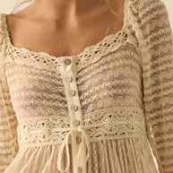 Sheer Layering Midi Dress/Duster, Natural