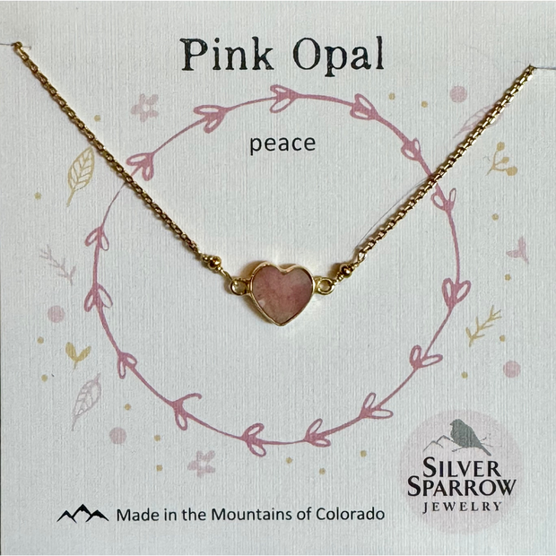 Pink Opal Heart Necklace