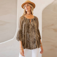 Velvet Patchwork Peasant Top