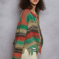 Colorful Fringed Cardigan