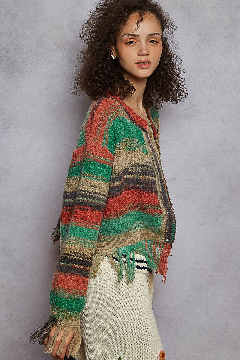 Colorful Fringed Cardigan