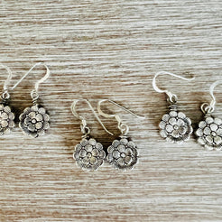 French Flower Earrings With Sterling Silver Hooks