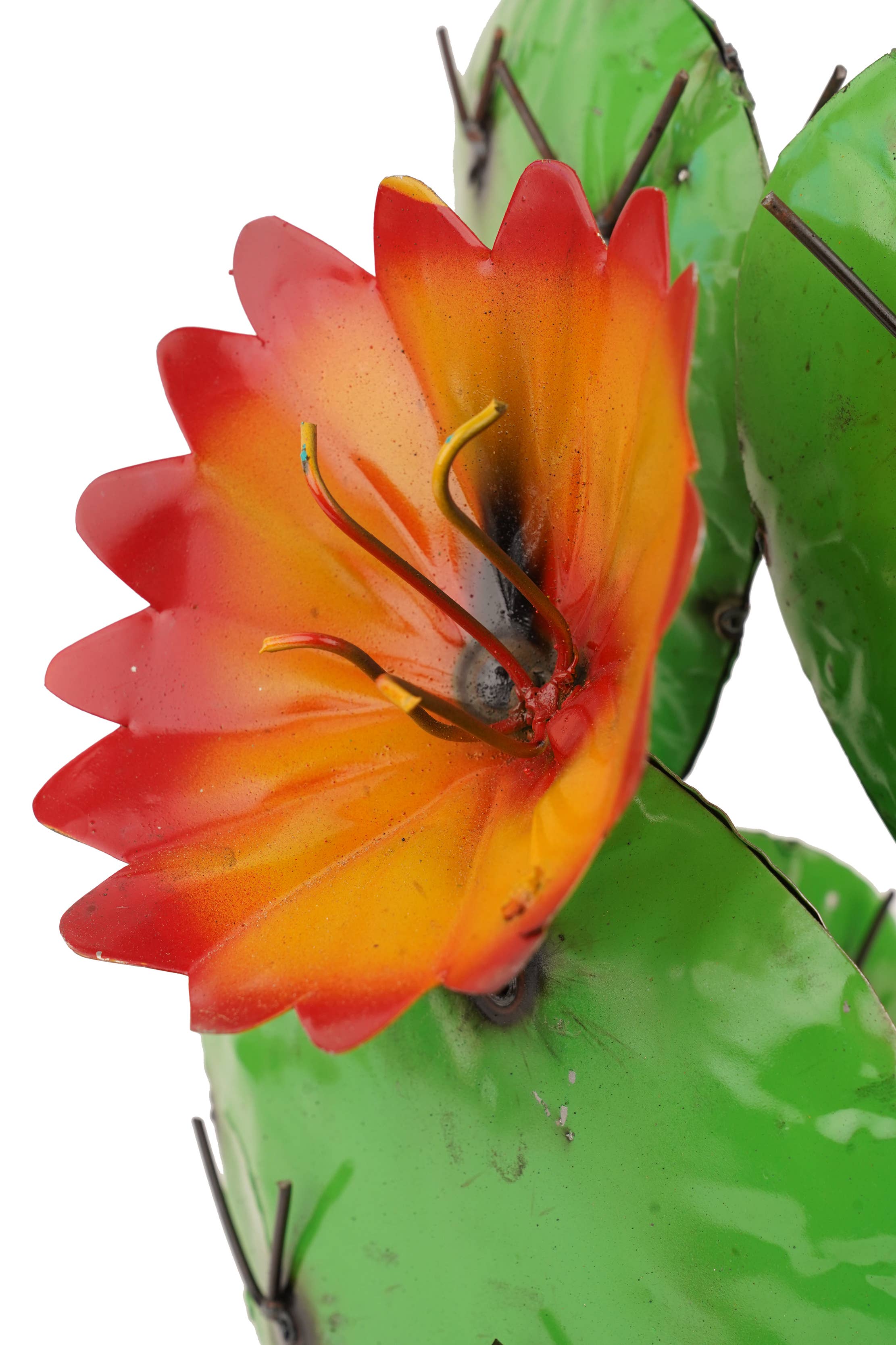 Blooming Metal Prickly Cactus Yard Art