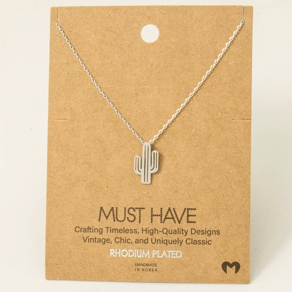 Gold Dipped Cactus Pendant Necklace