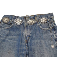 Women's Western Oval Concho Chain Belt with Stones