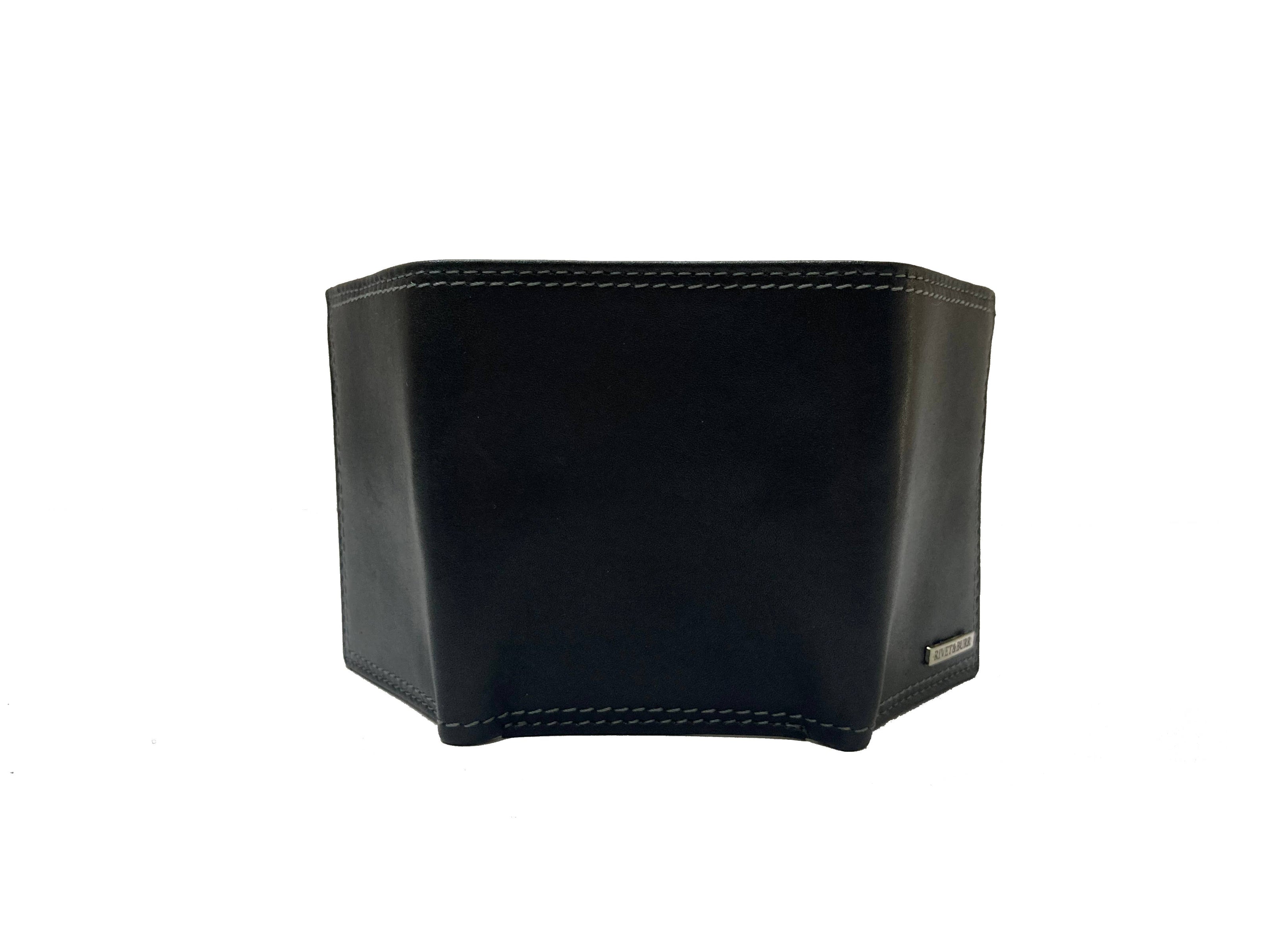 Double Stitch Leather Trifold Wallet