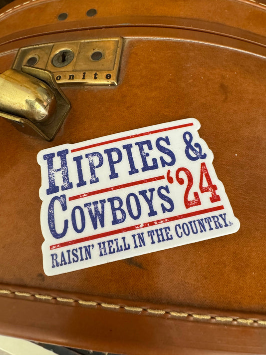 Hippies & Cowboys '24 Raisin' Hell in the Country sticker