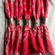 Bright Red Hand Dyed Bandanas With Leather Slides 
