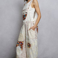 Floral Patchwork Woven Overalls