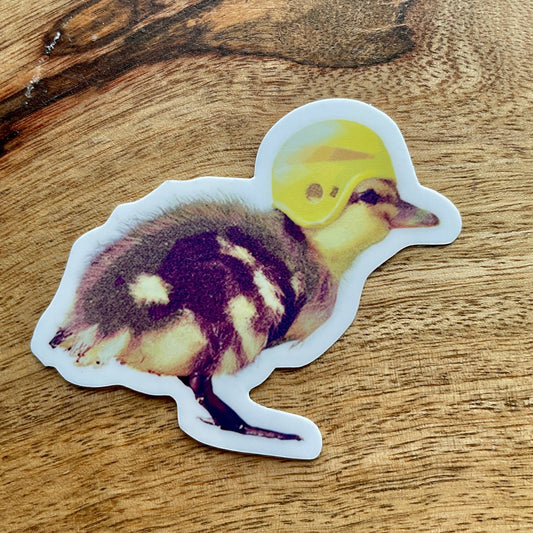 Duckling Wearing Helmet funny bird sticker