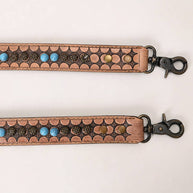 Tooled Leather Sling Bag Strap with Turquoise Beads ADBT146