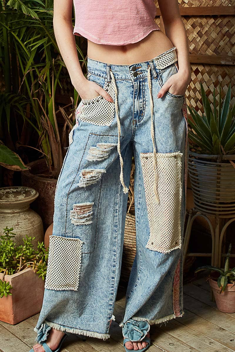 Patchwork & Stud Jeans