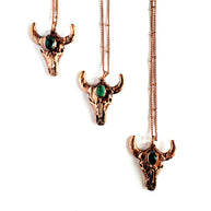 Turquoise Bull Skull Necklace