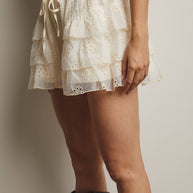 Eyelet Ruffle Tiered Shorts