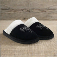 Western Cowgirl Dolly Square Toe Slippers | Raven (black)