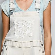 Lace Trim Adjustable Strap Overalls