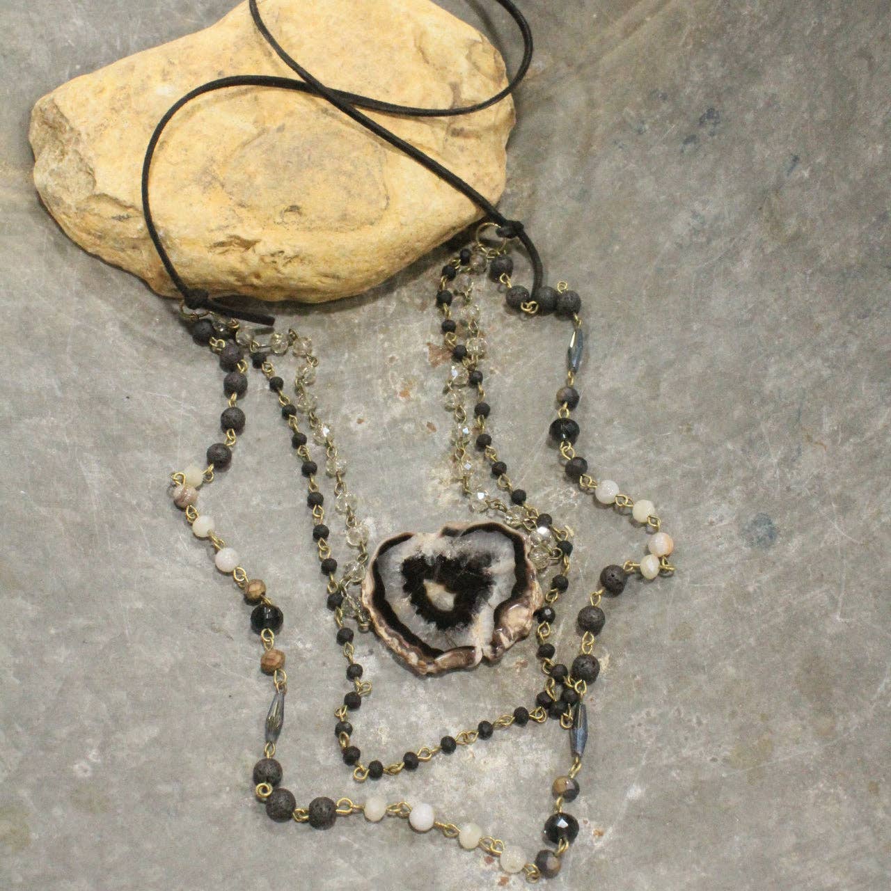 Gemstone Triple Layer Switch It Length Necklace