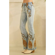 Western Embroidered Stud Jeans