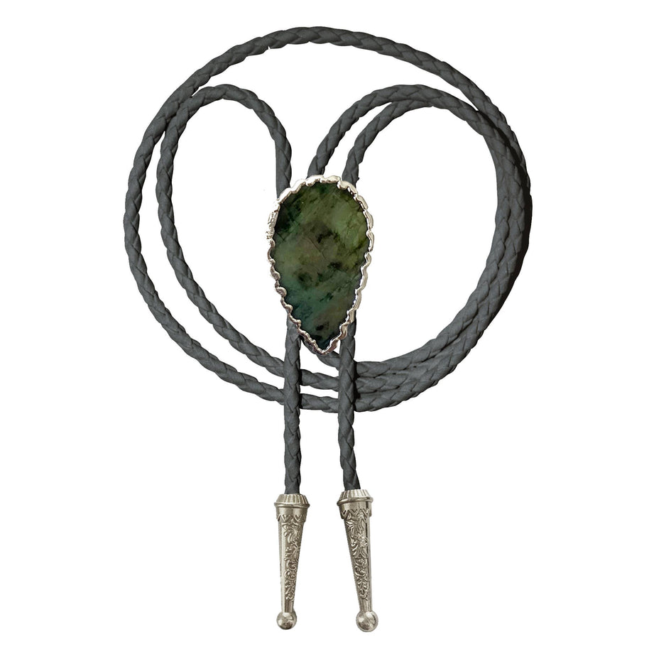 Emerald Bolo Tie, Silver Accents