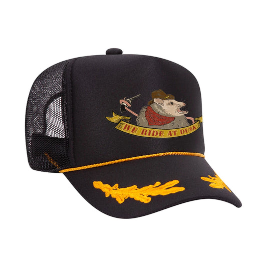 We Ride At Dusk- Opossum Cowboy Trucker Hat