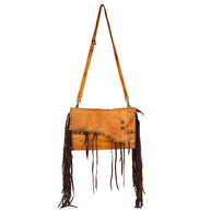 Natural Leather Crossbody with Fringe