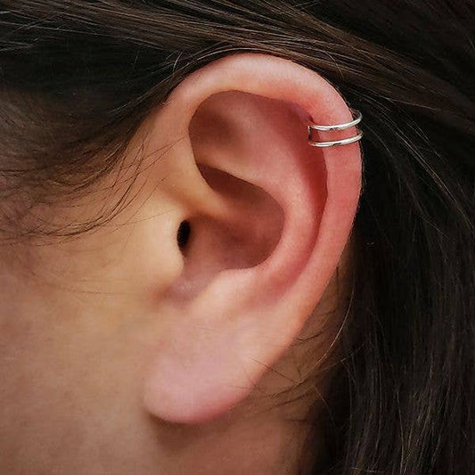 Sterling Silver Small Double Ear Cuffs -9mm