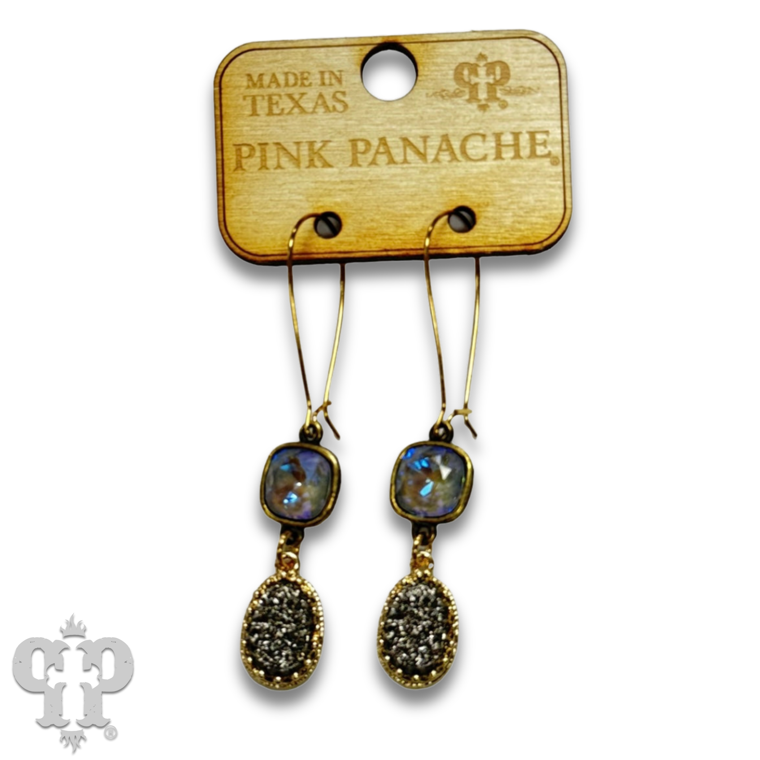 Swarovski® crystals & druzy style drop earrings