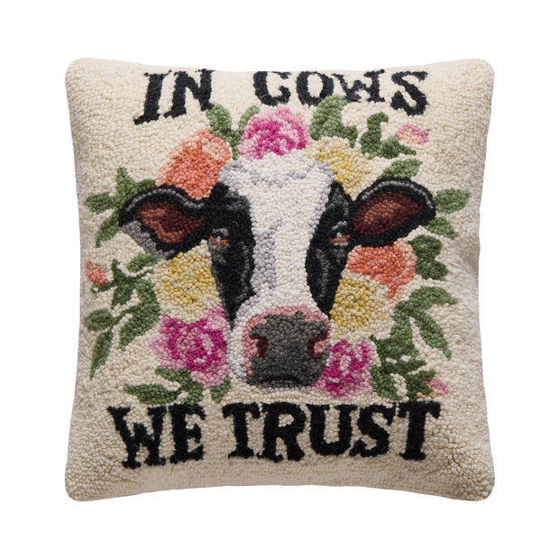 In Cows We Trust Hook Pillow - Junk Gypsy