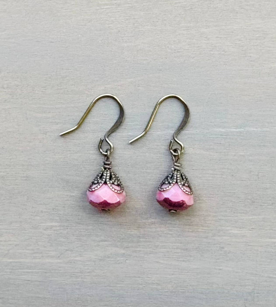 Earthen Beauty Crystal Drop Earrings in Pink Beach