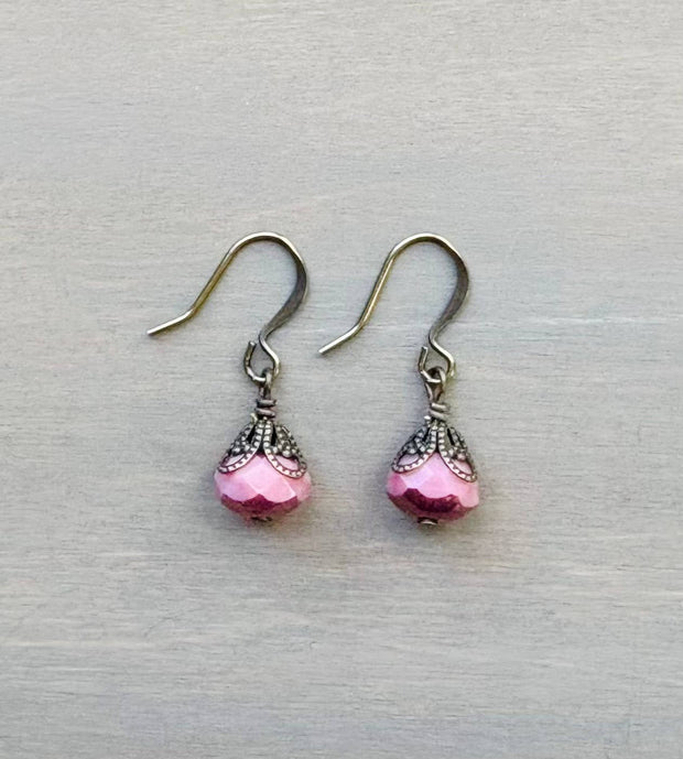 Earthen Beauty Crystal Drop Earrings in Pink Beach