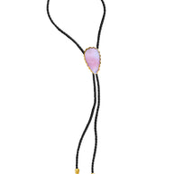 Gemstone Bolo Tie - Pink Opal (Gold)