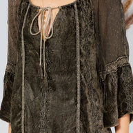 Velvet Patchwork Peasant Top