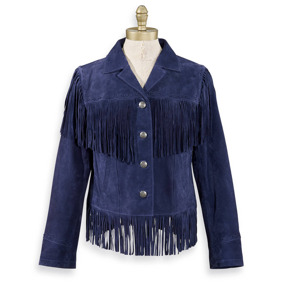 Blue Suede Fringe Jacket