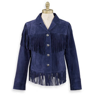 Blue Suede Fringe Jacket