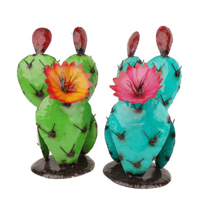 Blooming Metal Prickly Cactus Yard Art