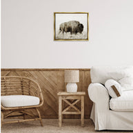 Bison Grazing in Field Floater Framed Art
