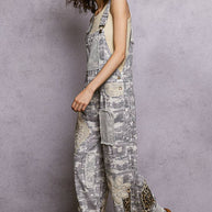 Crochet contrast patch overalls