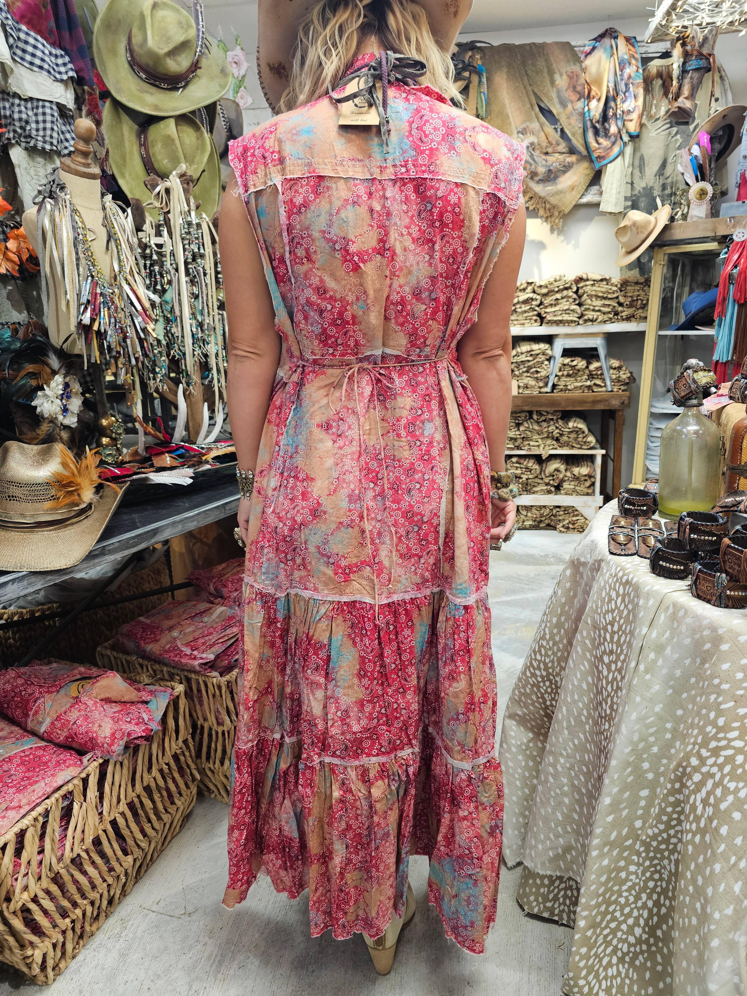 Vintage Distressed Bandana Dress/Duster