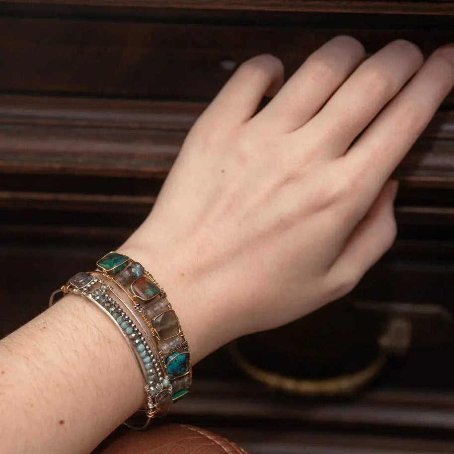 Handmade Get in Line Crystal Cuff Bracelet