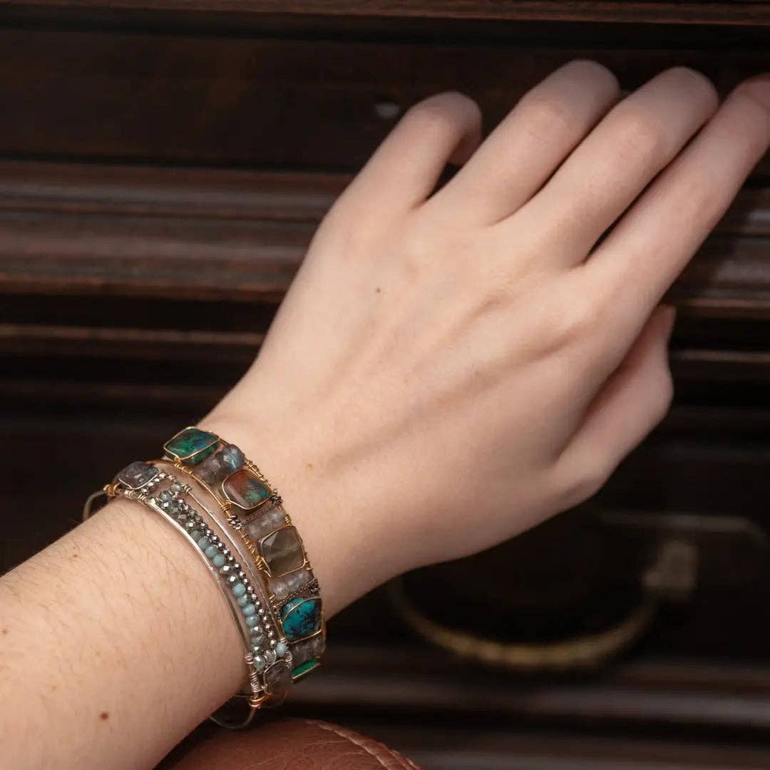 Handmade Get in Line Crystal Cuff Bracelet