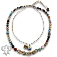 Swarovski® crystals double strand bead choker