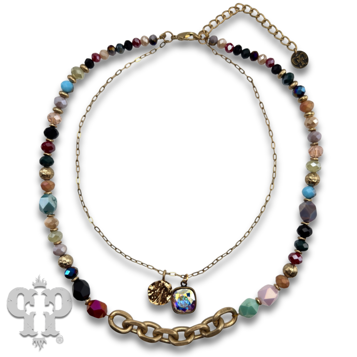 Swarovski® crystals double strand bead choker