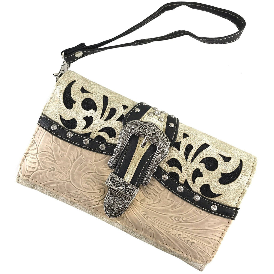 Western Shine Belt Buckle Crossbody Wallet