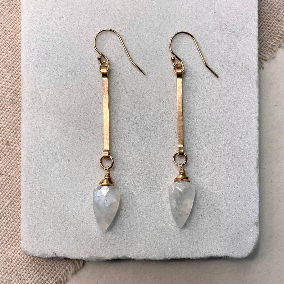 Hammered Stick Spade Earrings