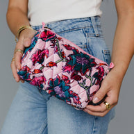 Lt Pink Floral Cosmetic Bag